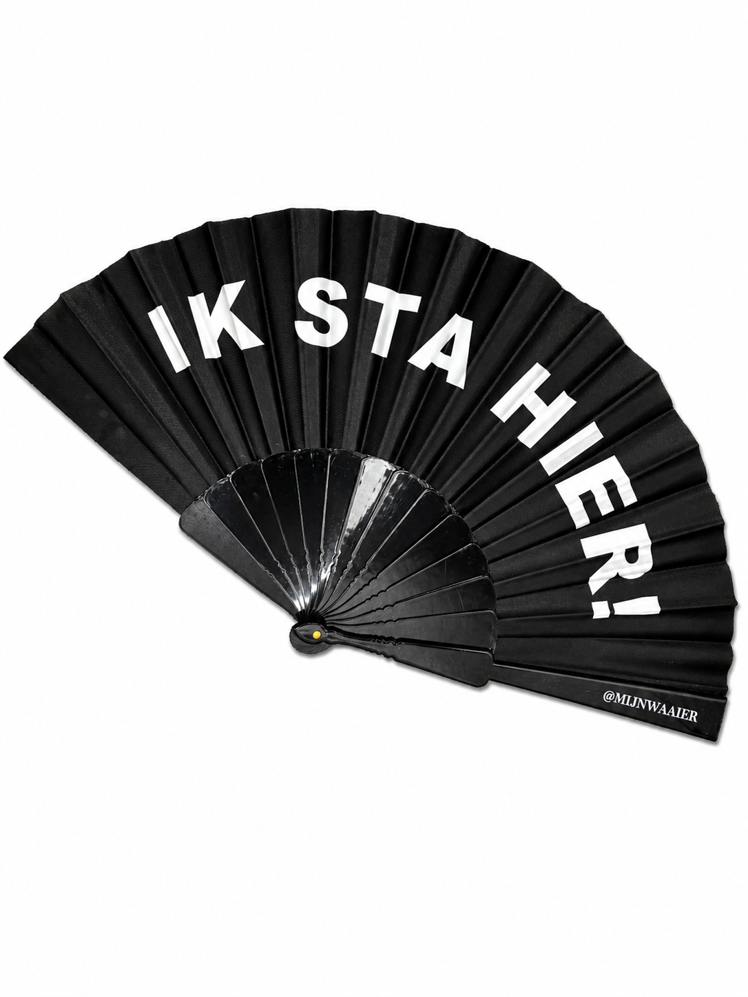 waaier - zwart - wit - tekst - IK STA HIER!