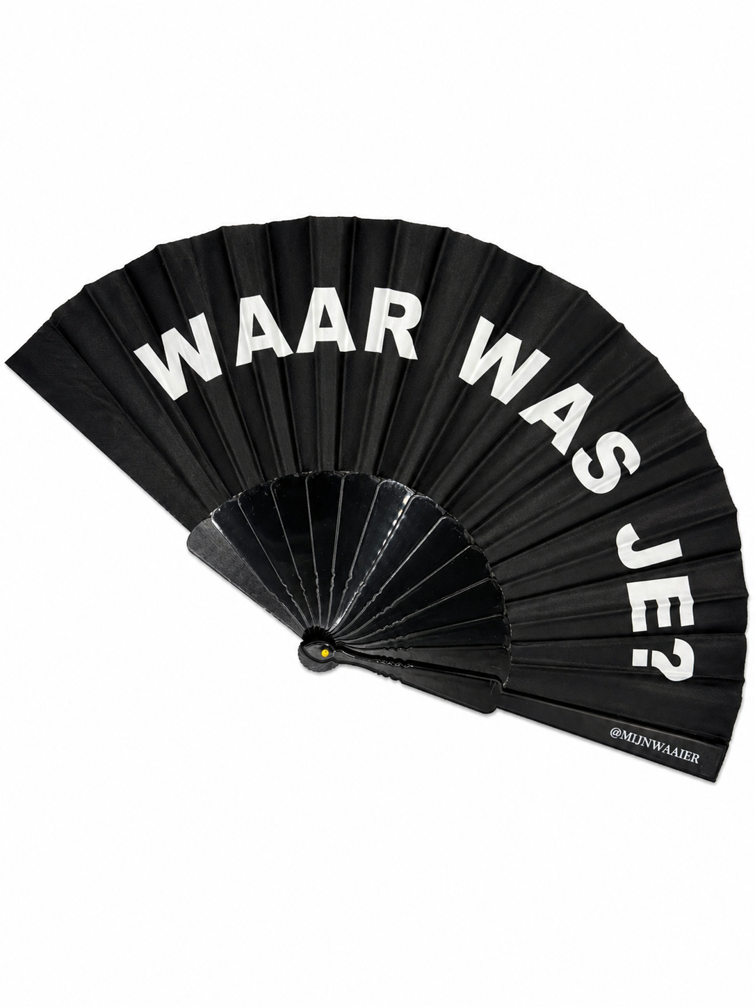 waaier - zwart - wit - tekst - WAAR WAS JE?