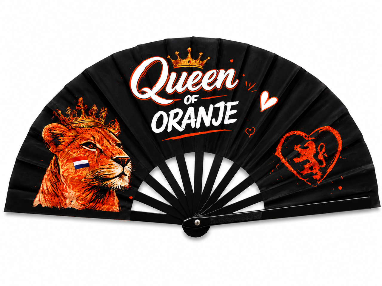 WK waaier - XXL - voor haar - Zwart - wit - oranje - print - tekst