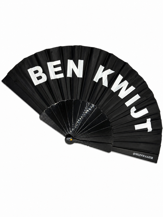 waaier - zwart - wit - tekst - BEN KWIJT