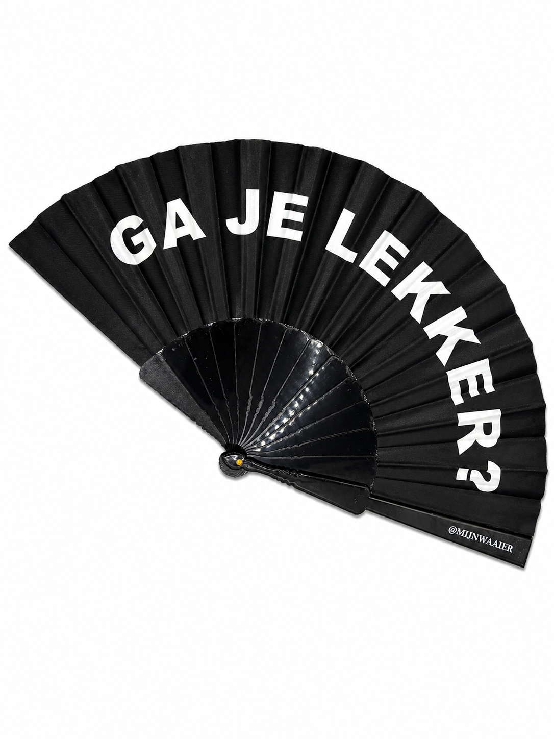 waaier - zwart - wit - tekst - GA JE LEKKER?