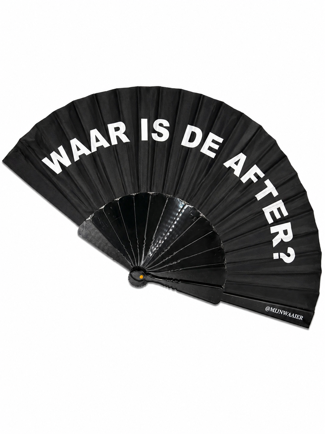 waaier - zwart - wit - tekst - WAAR IS DE AFTER